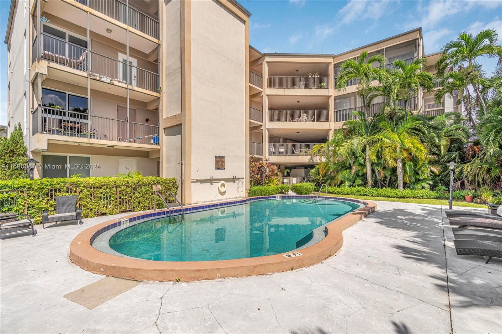 a view of a swimming pool with a yard