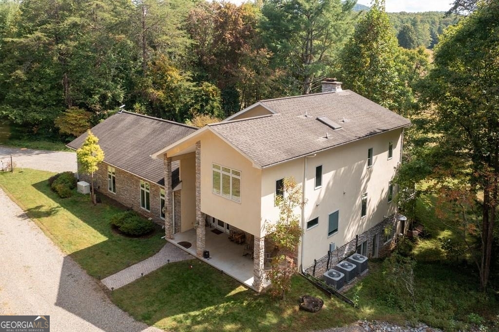 an aerial view of a house