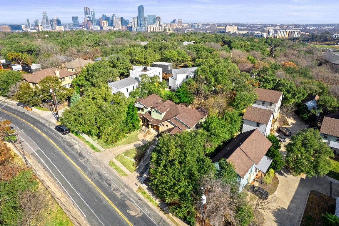 an aerial view of multiple house