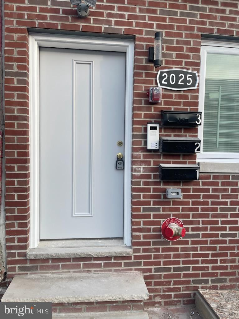 a view of a door door of a building