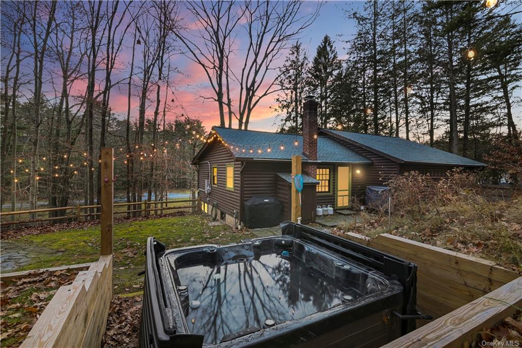 Hot tub evening view towards the reservoir