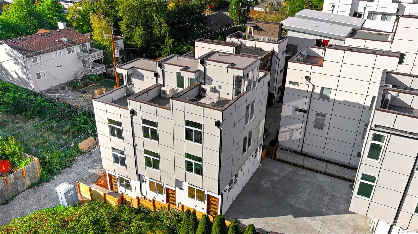 front view of a building with a yard