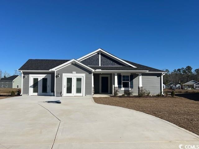 View of front of property featuring french doors