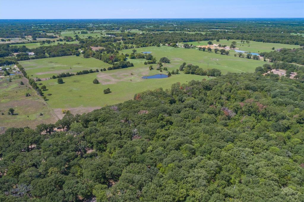 an aerial view of a houses with outdoor space and trees