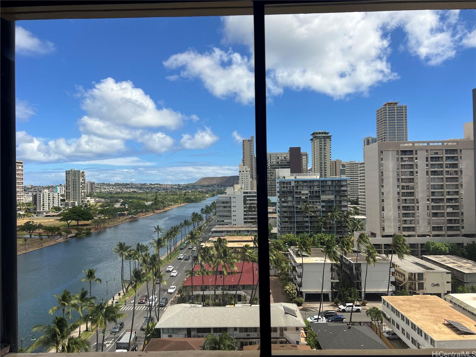 a view of a city with tall buildings