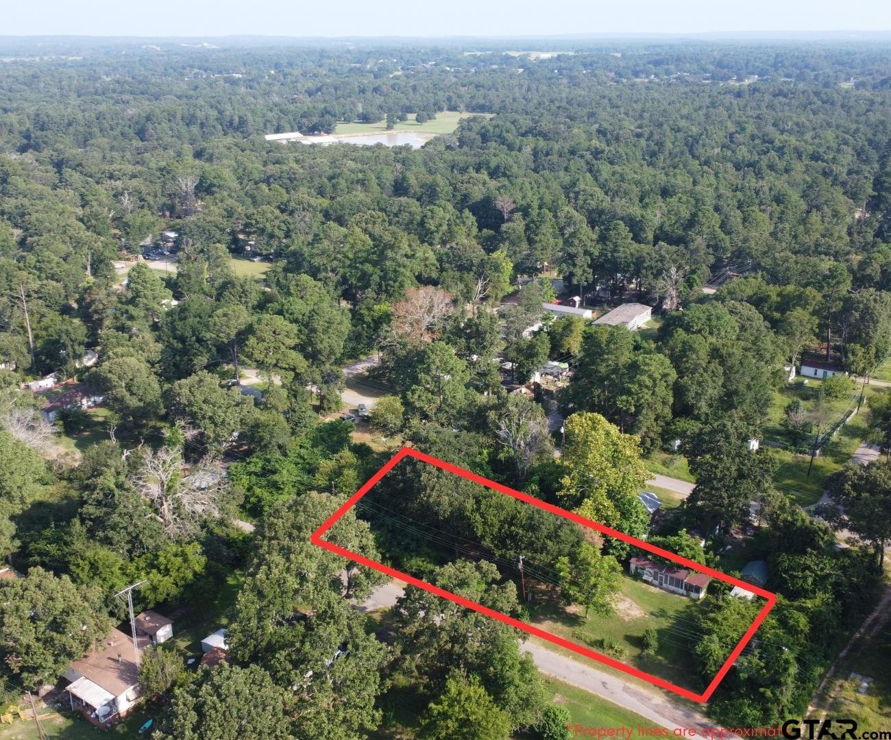 an aerial view of street and residential houses