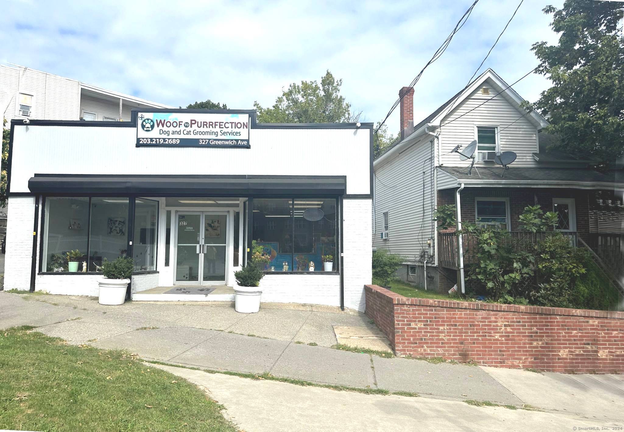 a view of a building with entrance door