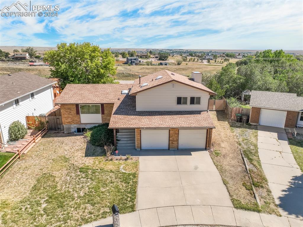 an aerial view of a house