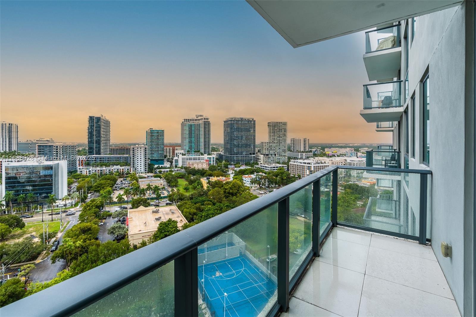 a city view from a balcony