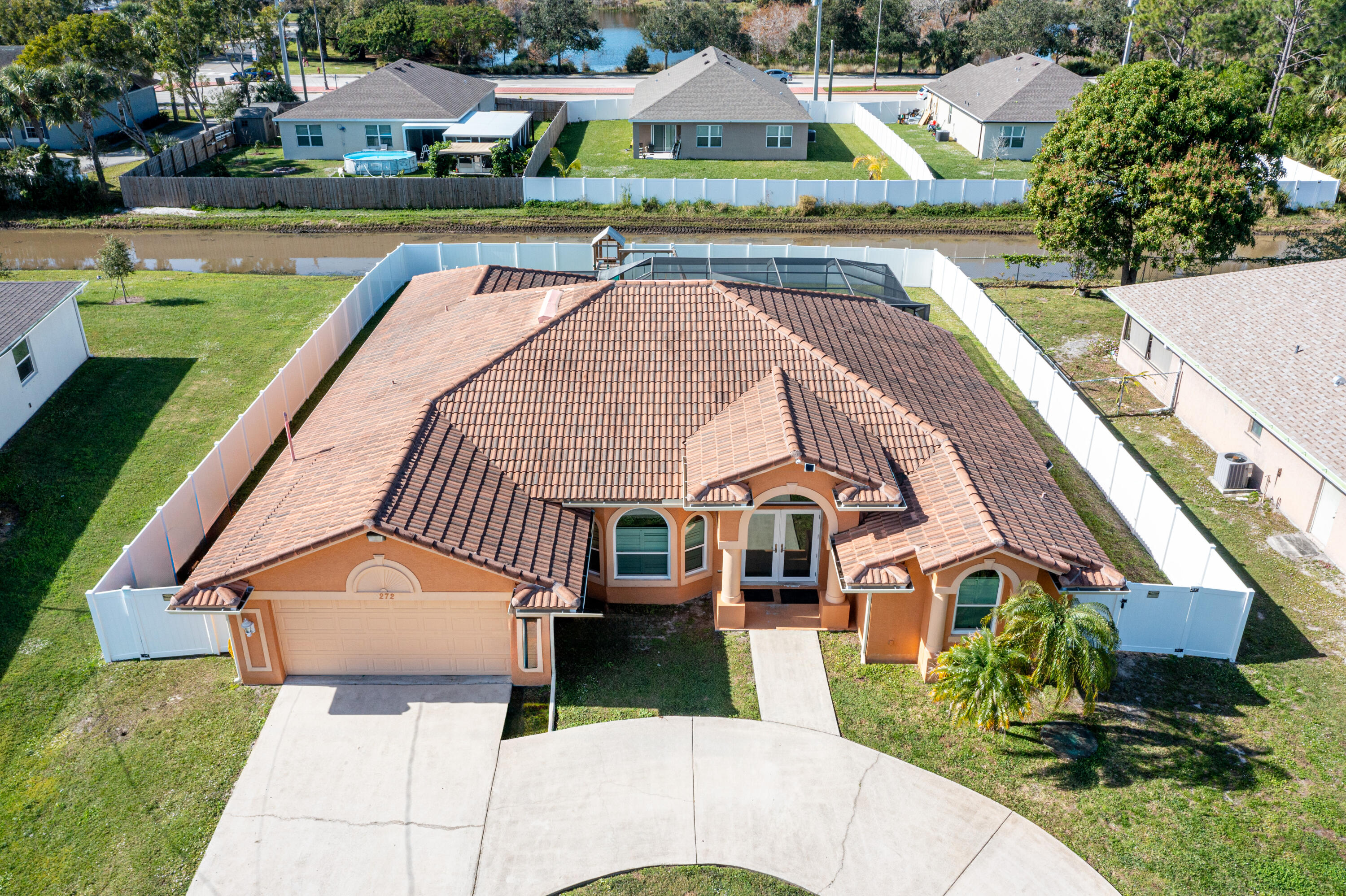 an aerial view of a house