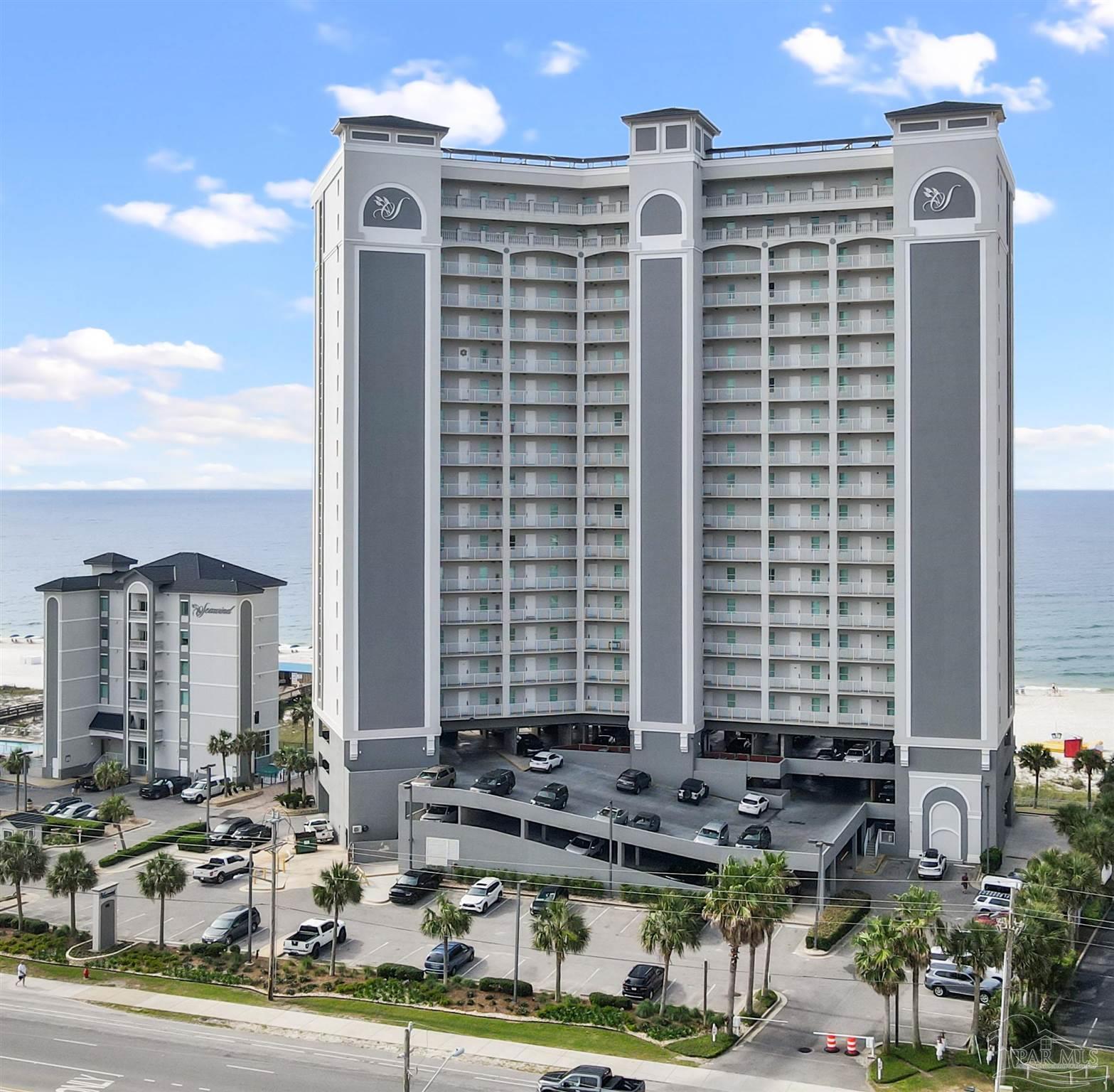 a front view of a building with street view