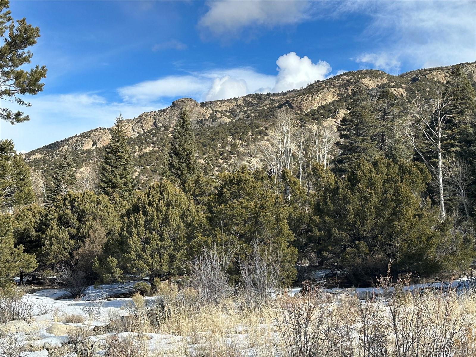 a view of a lake with a mountain in the background