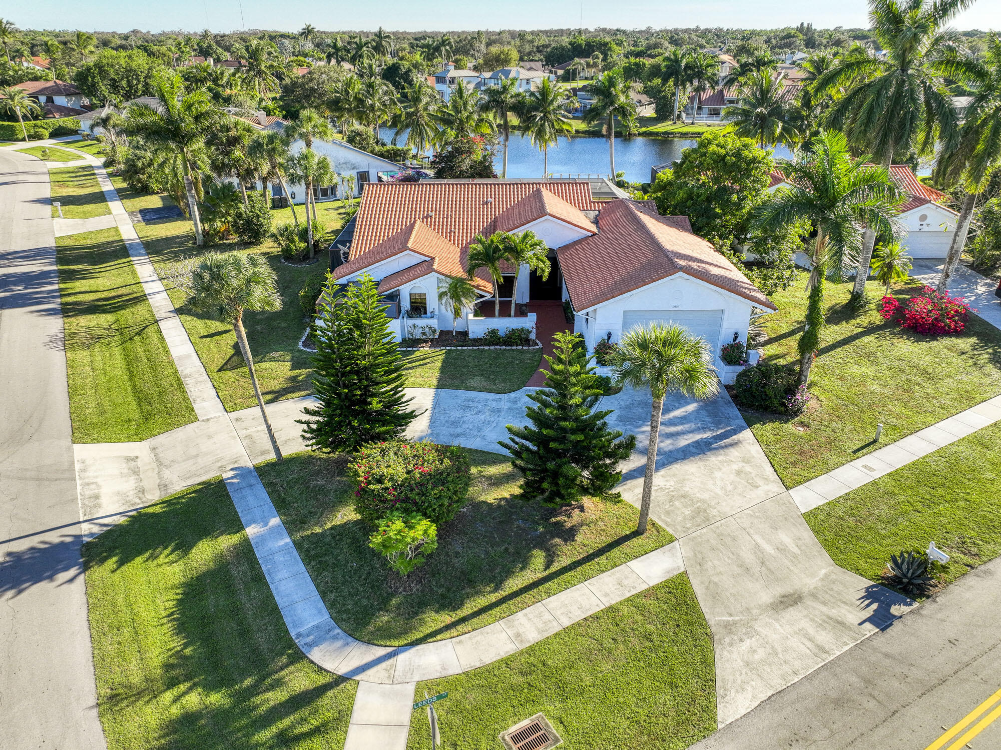 an aerial view of a house