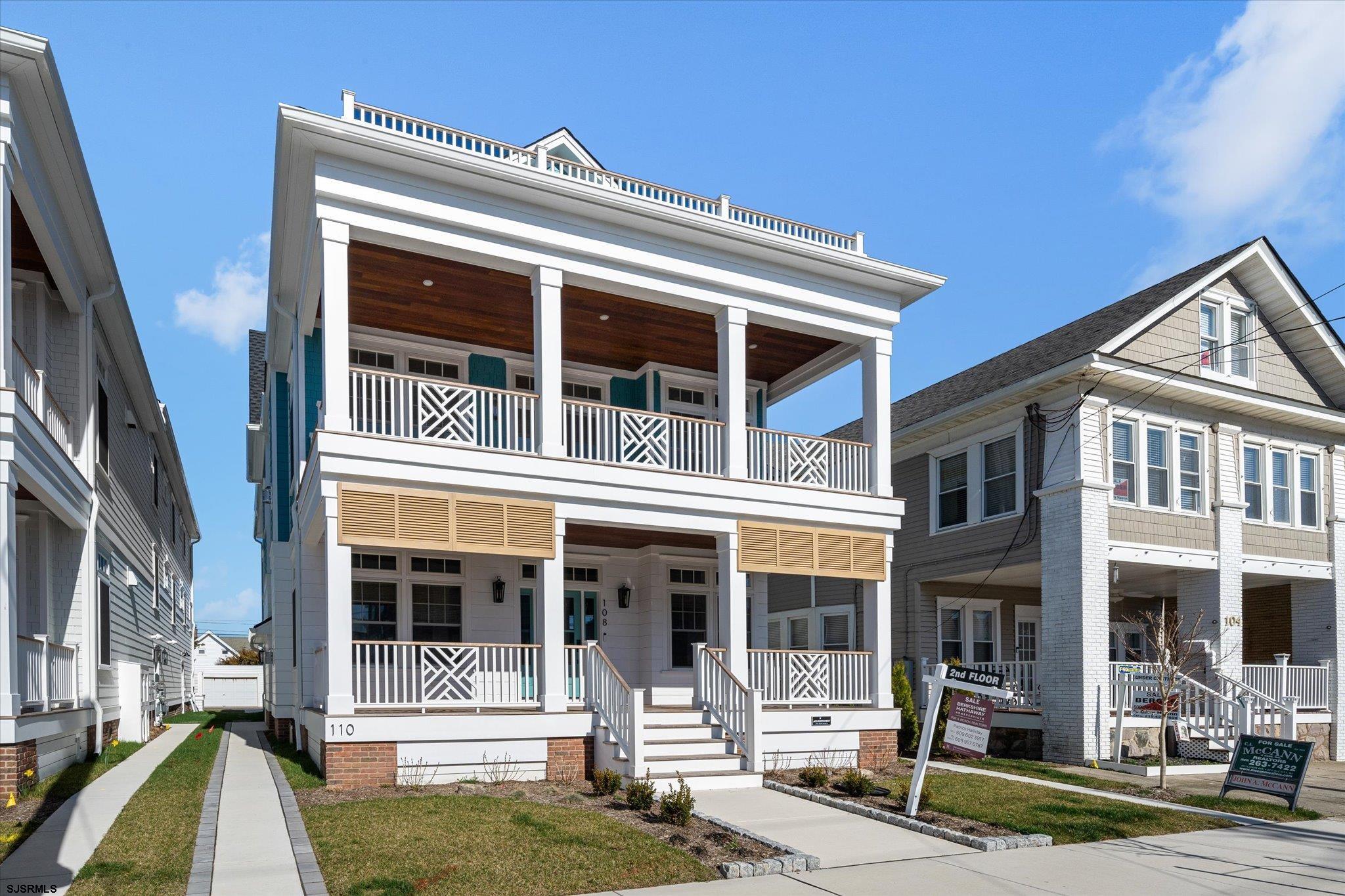 a front view of residential houses