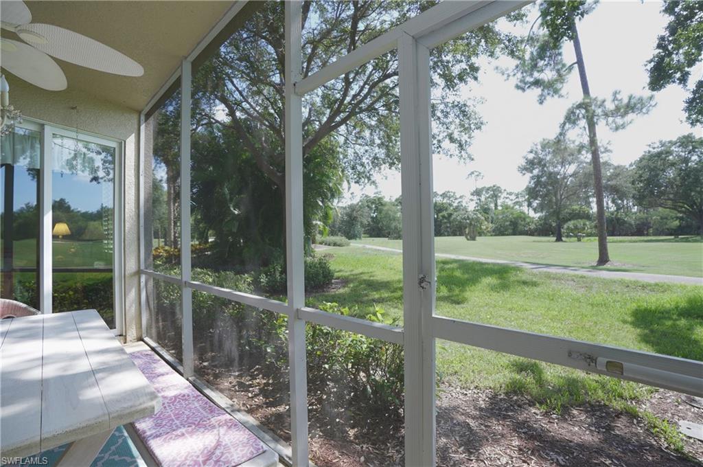 a view of a porch with a yard