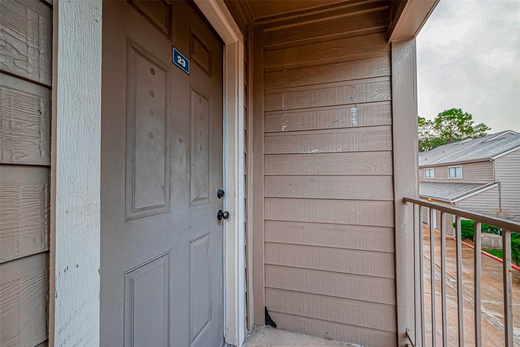 a view of wooden door