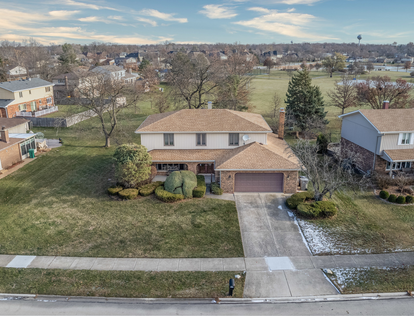 an aerial view of a house