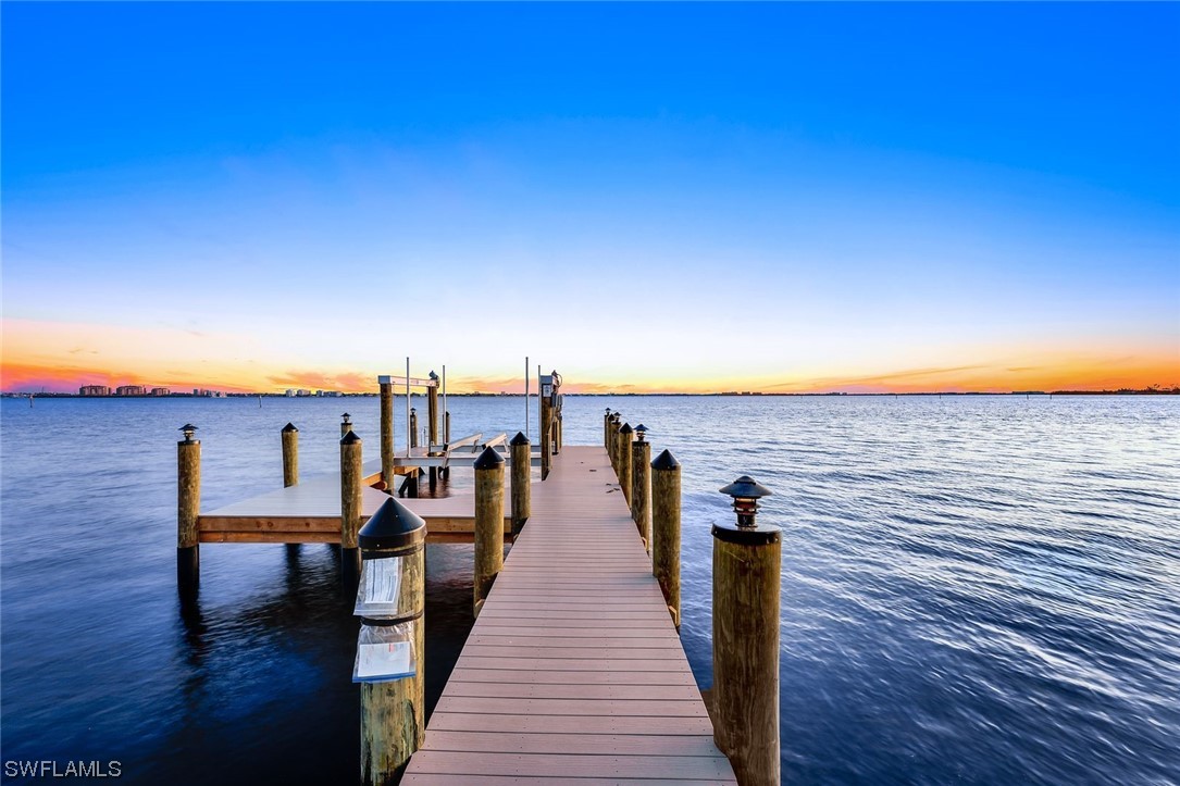 outdoor view of a ocean with outdoor seating