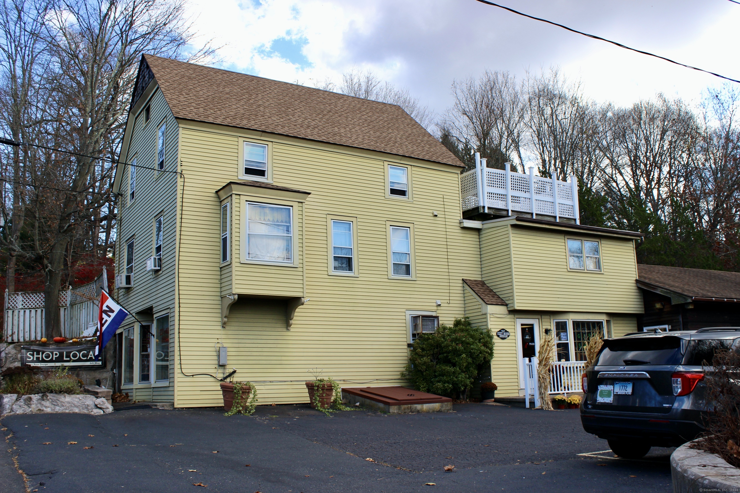 a car parked in front of a house