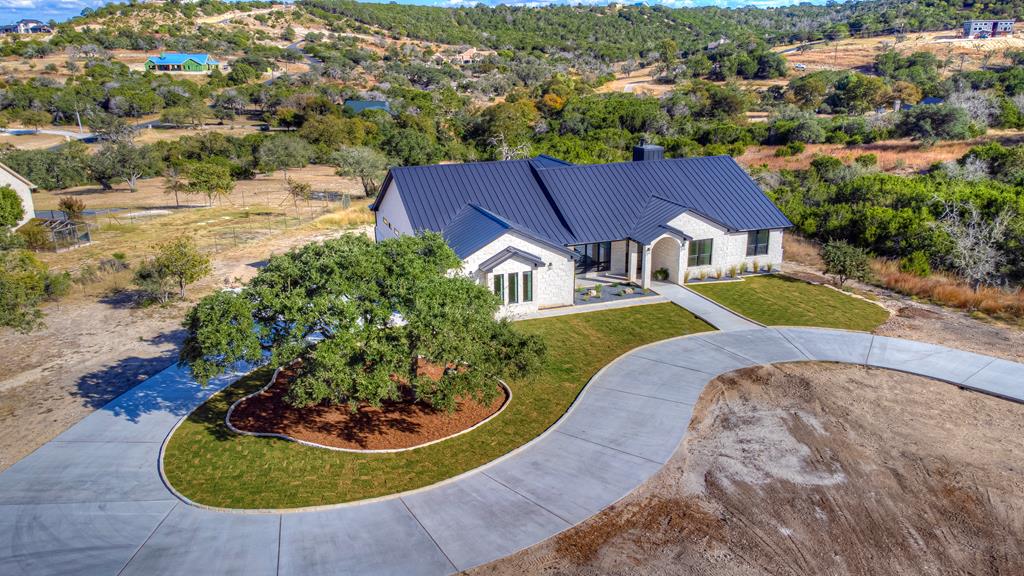 an aerial view of a house