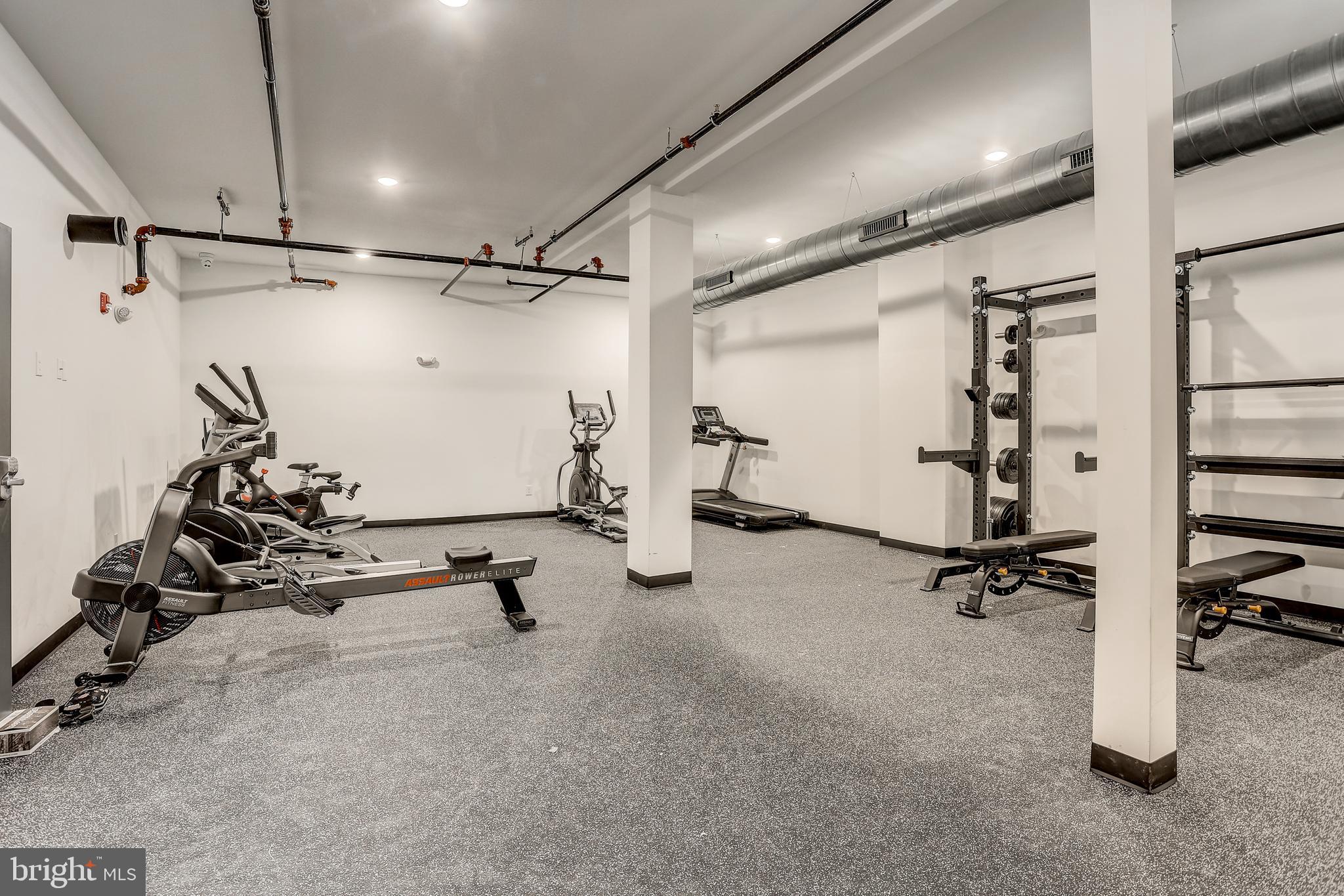 a view of a room with gym equipment