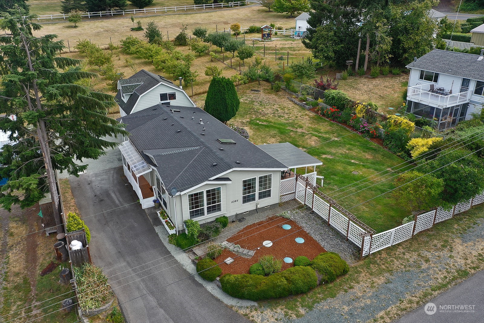 an aerial view of a house