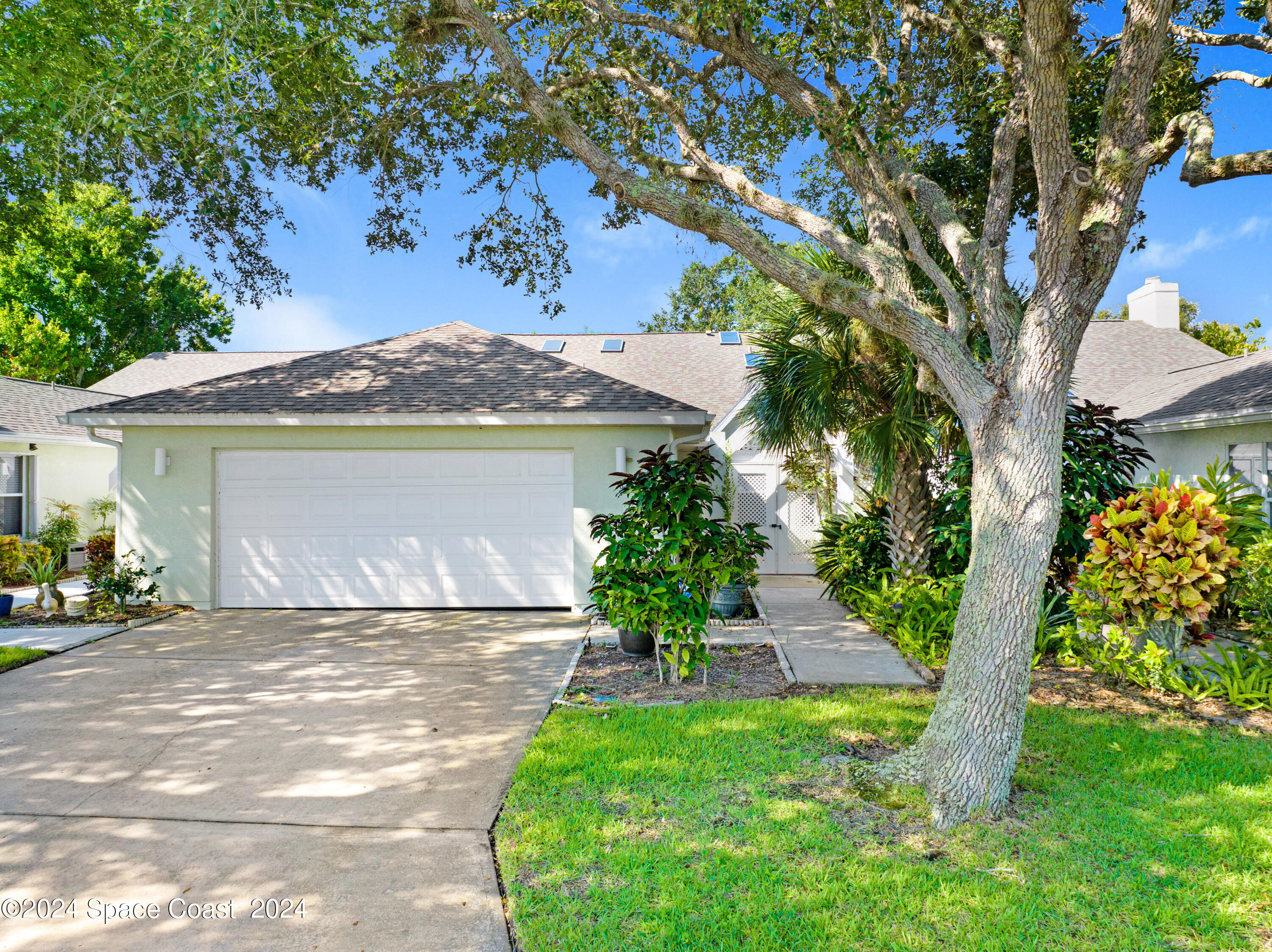 a view of a house with a tree in the yard