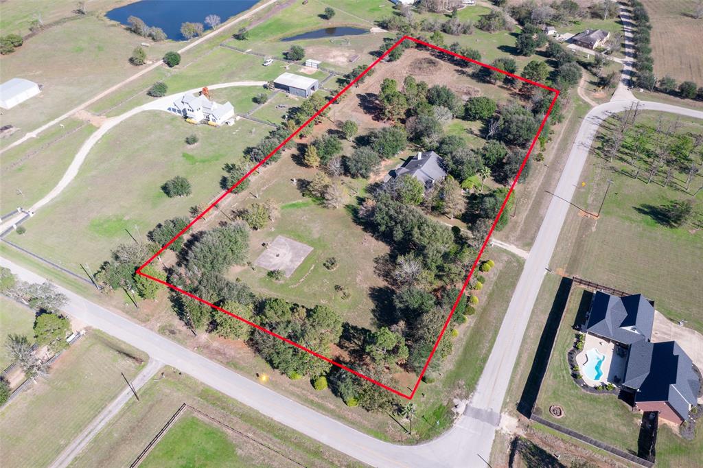 an aerial view of a house