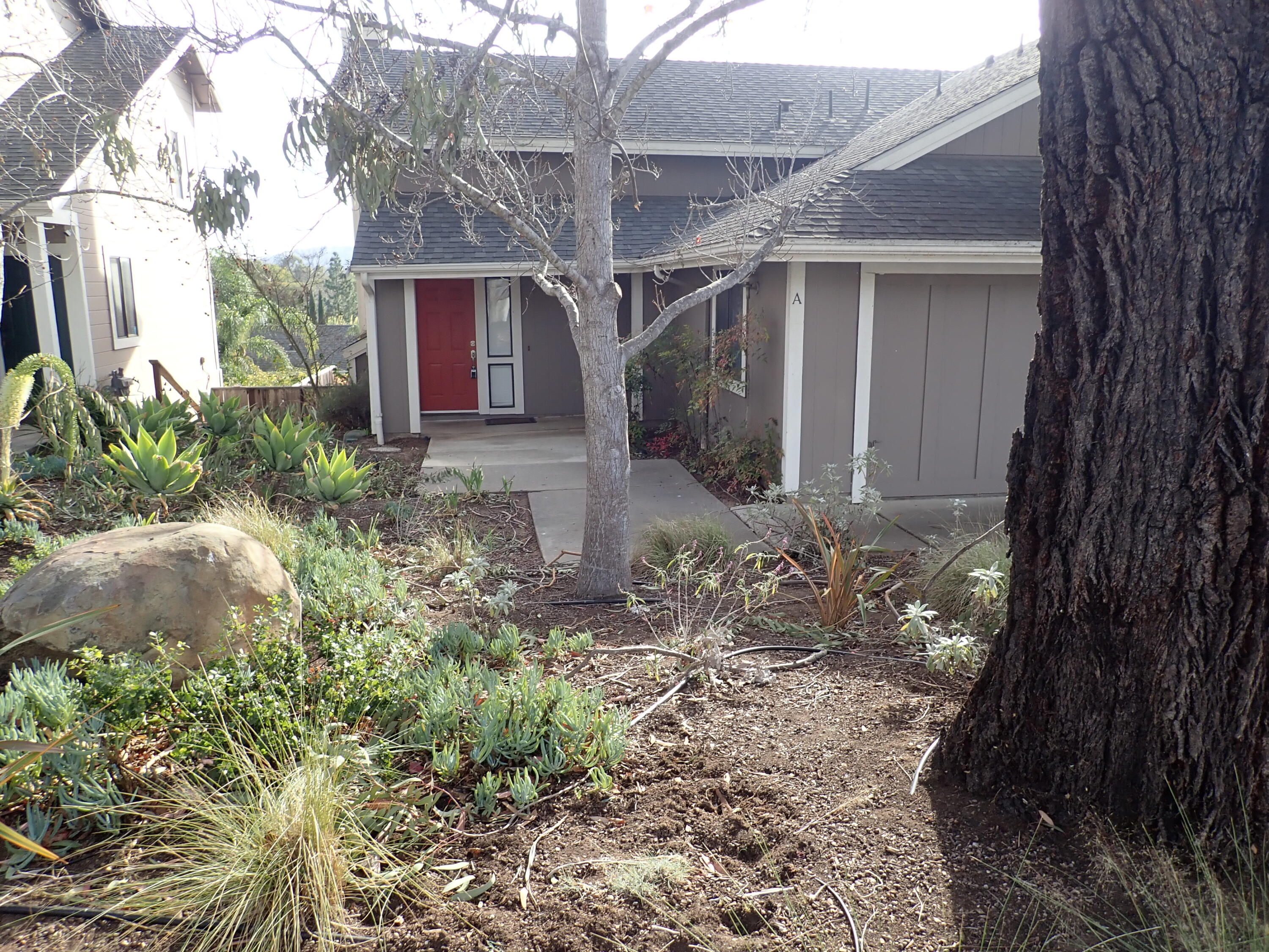 a front view of a house with garden