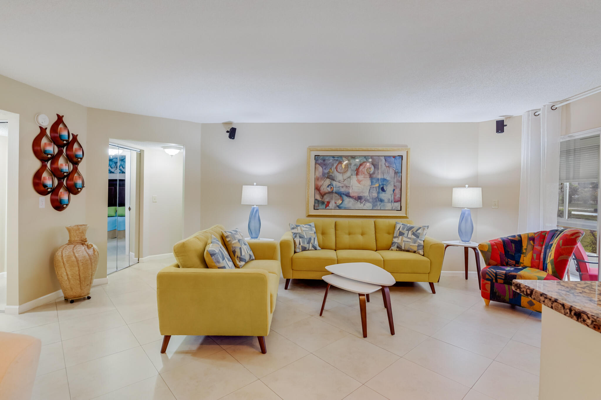 a living room with furniture and a couch