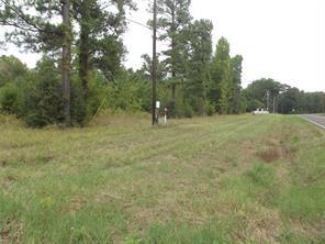 a view of a field with trees in the background