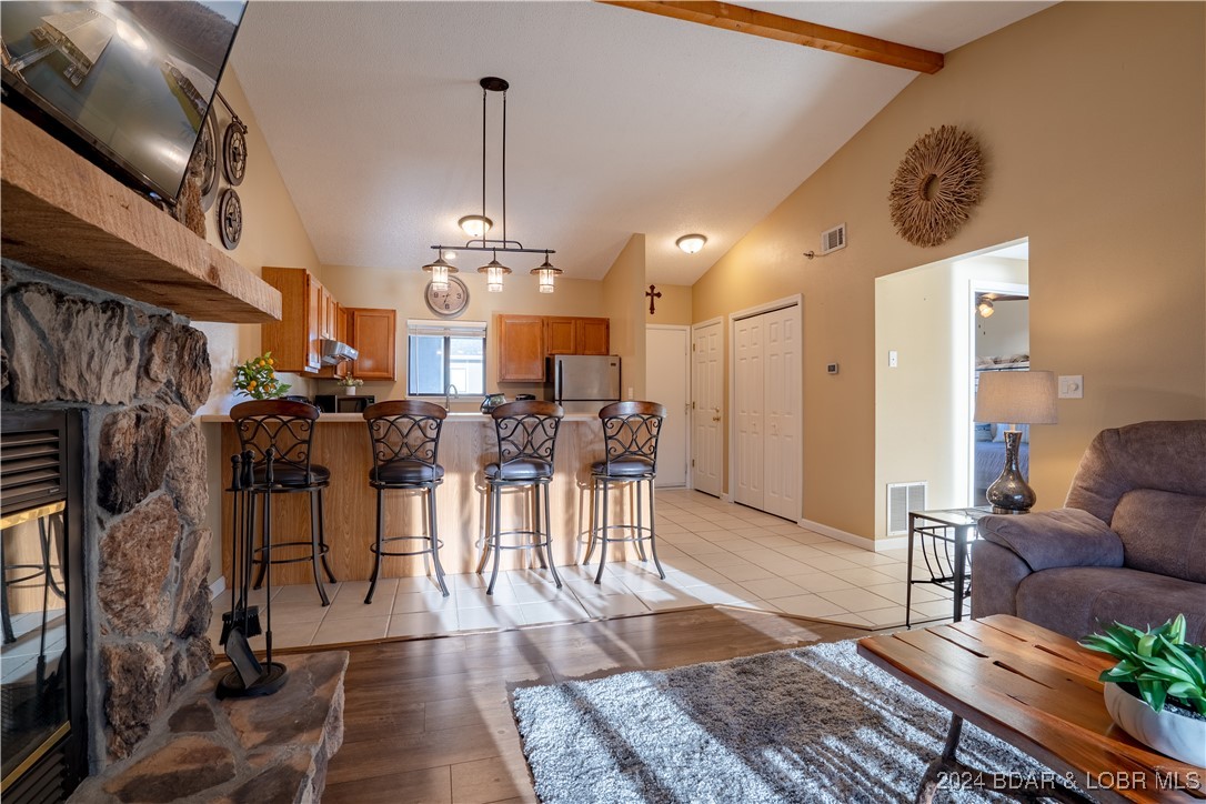 Open concept with vaulted ceilings