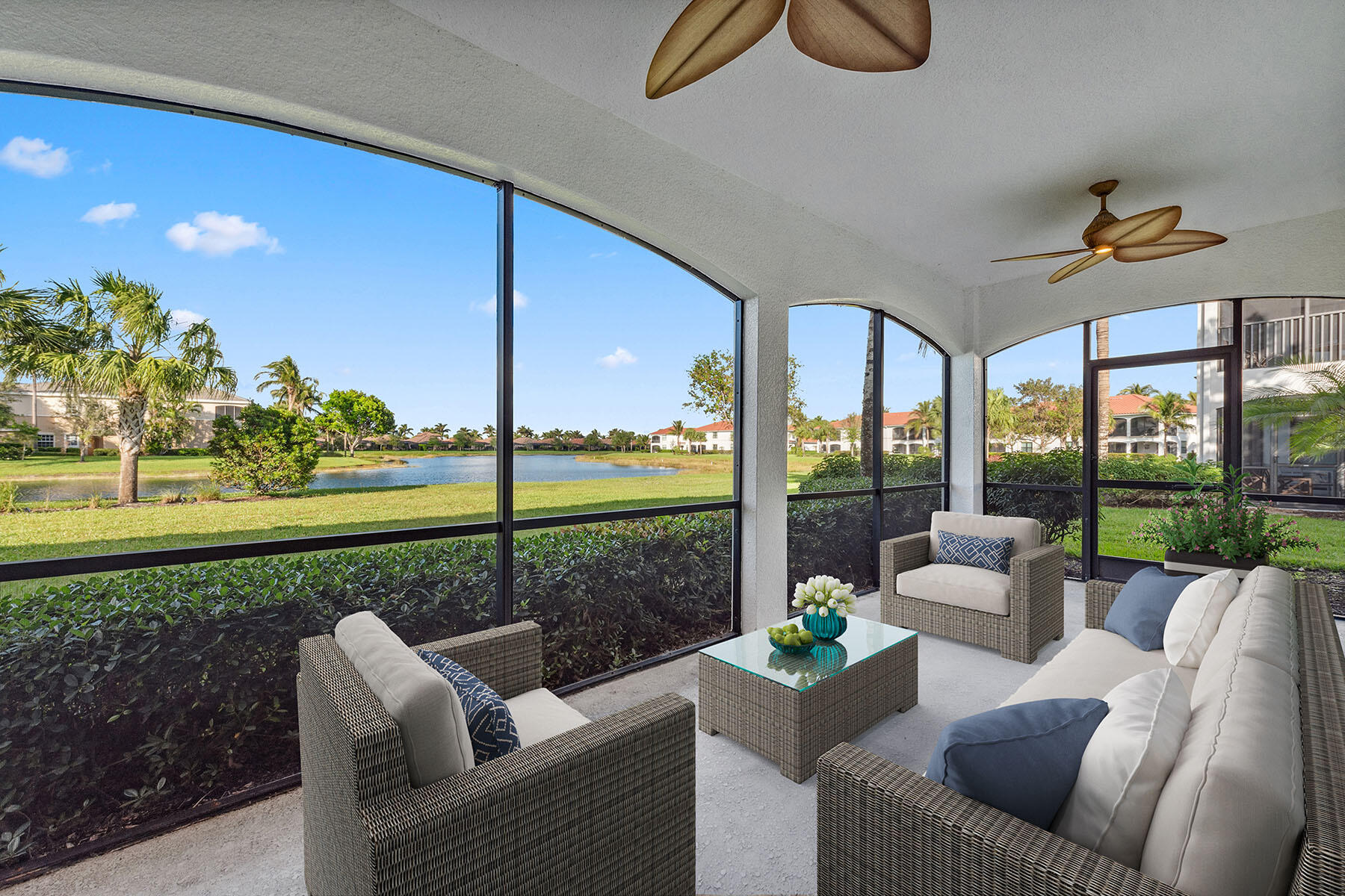 a view of a patio with couches chairs dining table and chairs