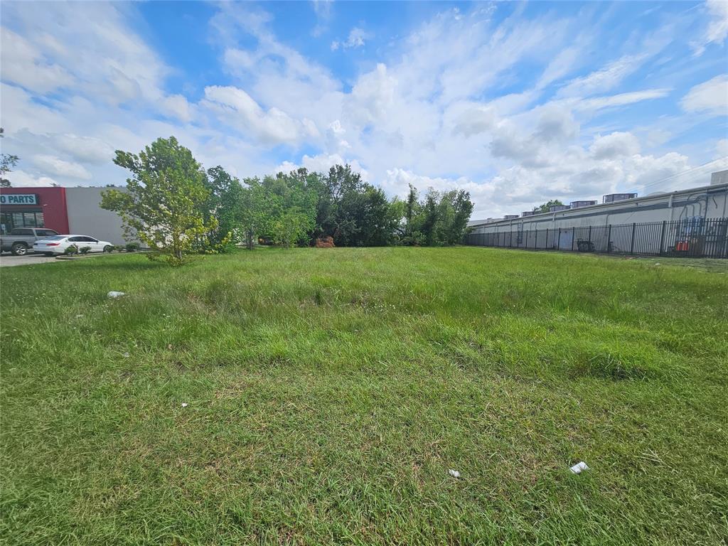 a view of a field of grass and trees