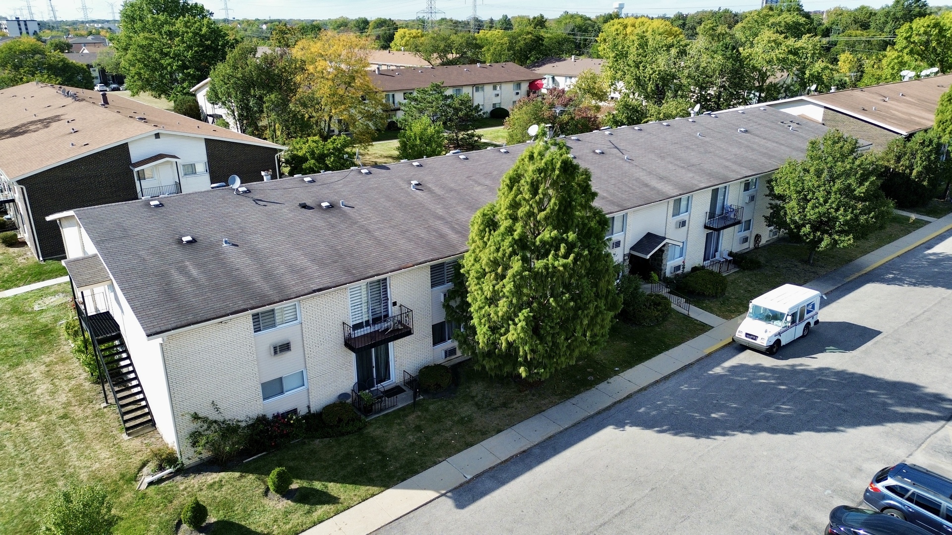 an aerial view of a house