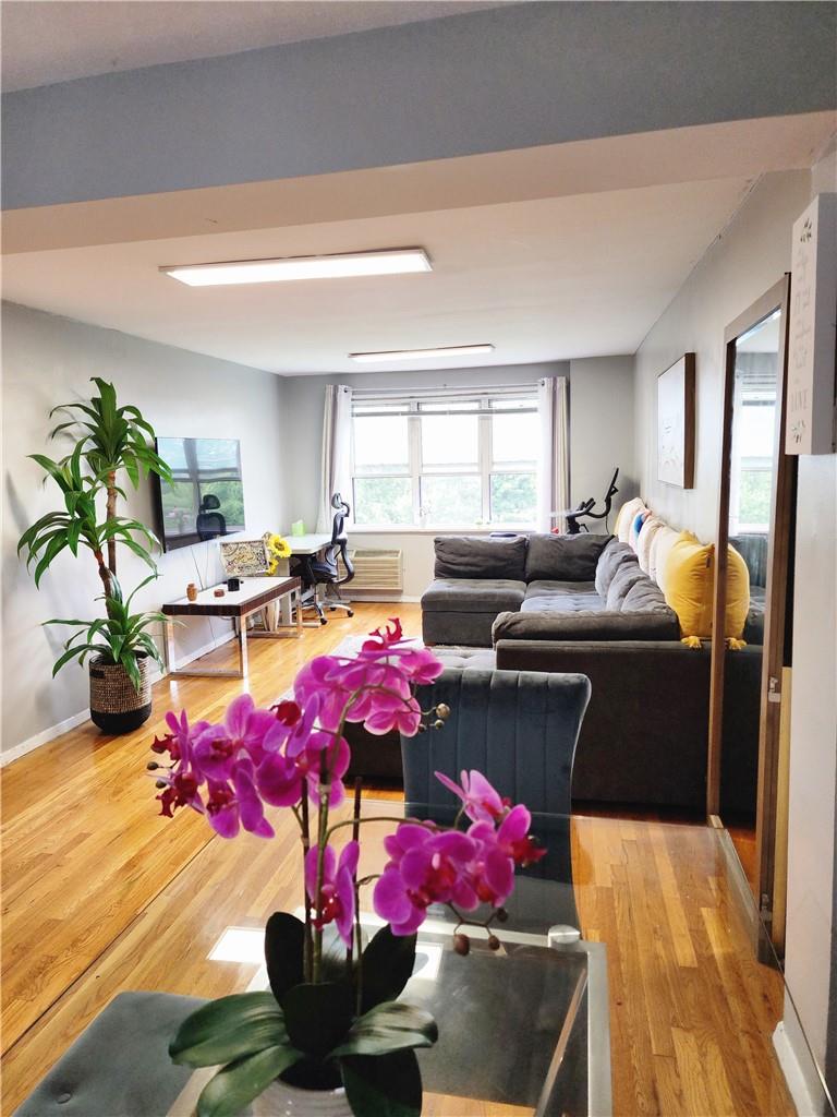 Living room featuring light wood-type flooring