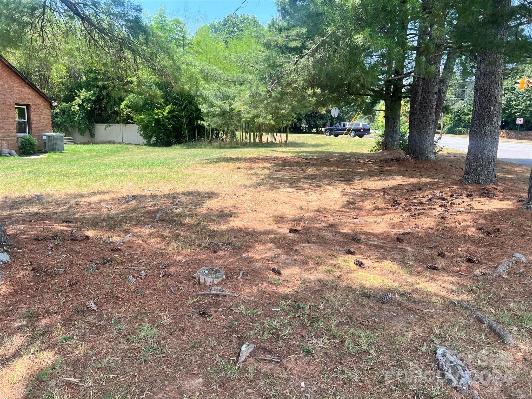 a view of a yard with a trees