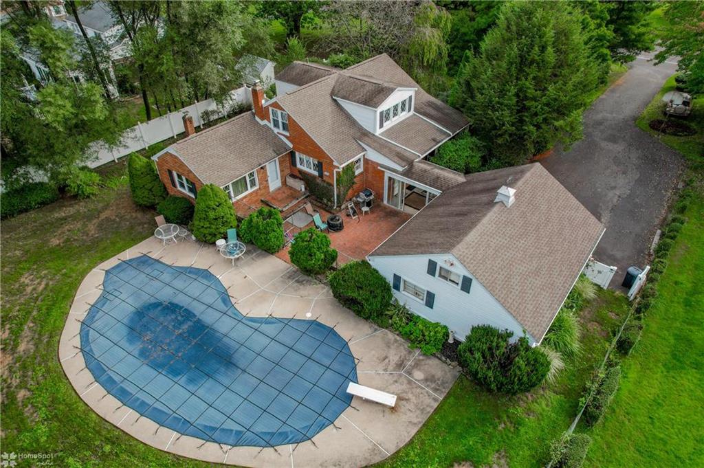 an aerial view of a house