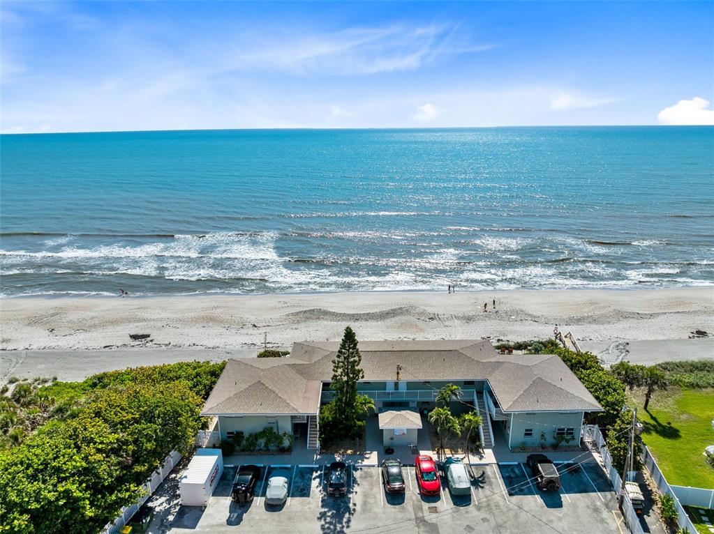 a view of building with ocean view