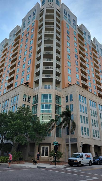 a front view of a building with street view