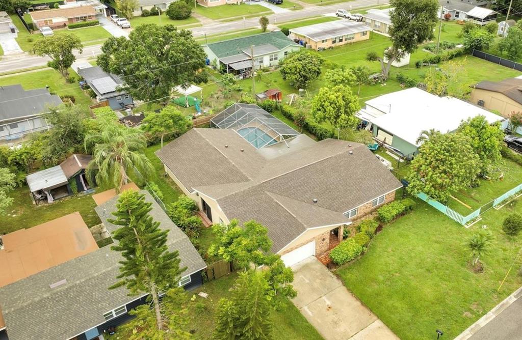 an aerial view of a house