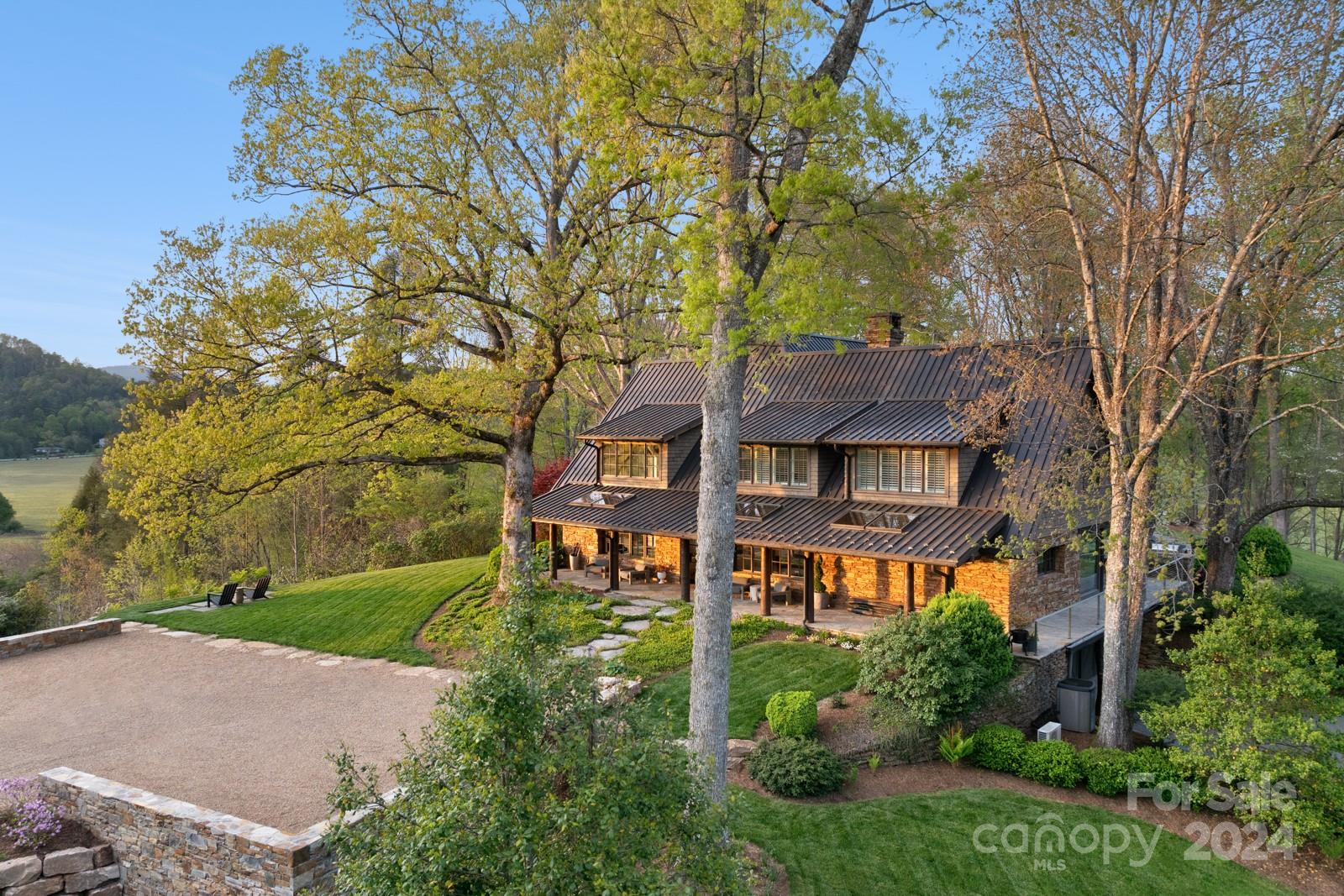 an aerial view of a house