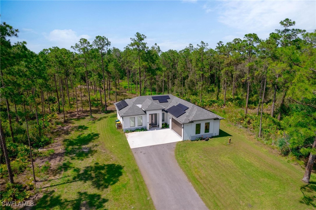 an aerial view of a house