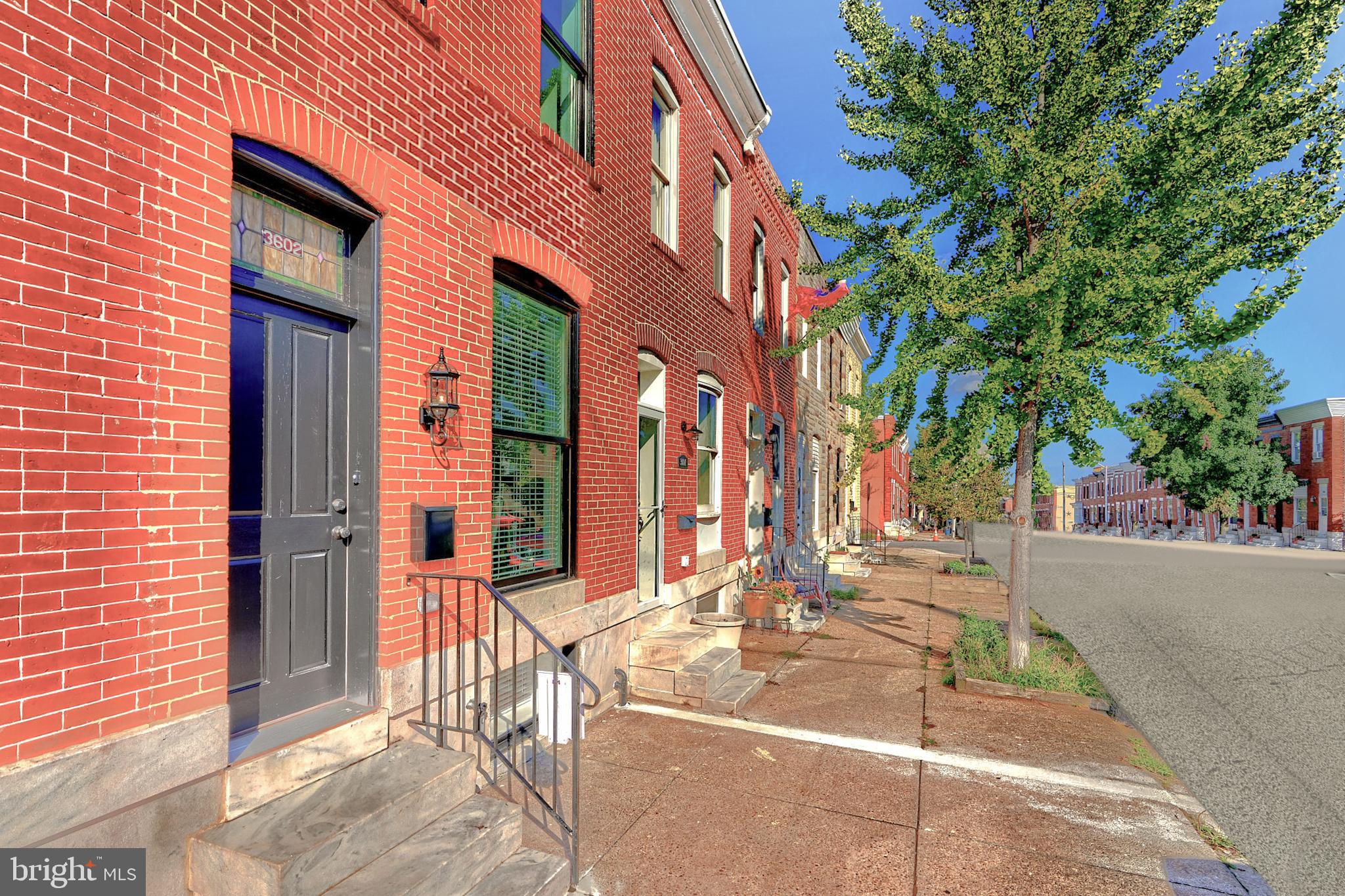 a view of a building with brick walls