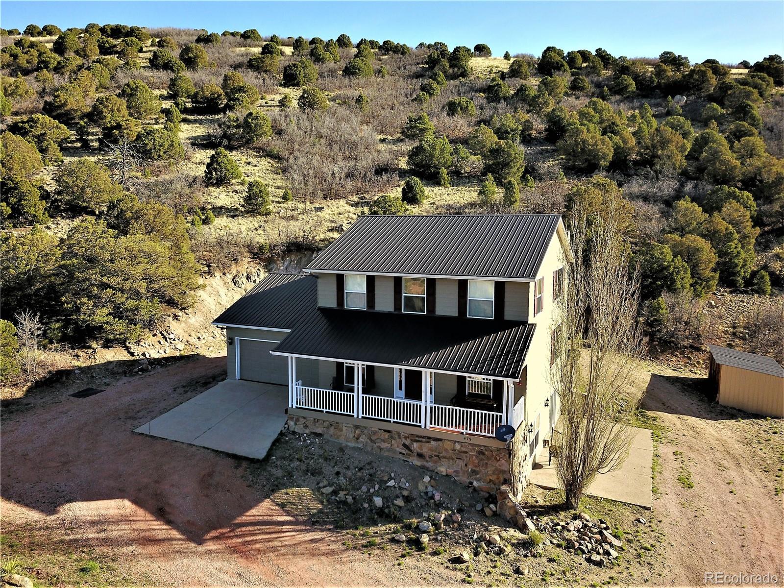 an aerial view of a house