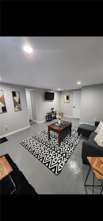 a living room with a couch and a coffee table