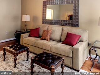 a living room with a couch and a potted plant