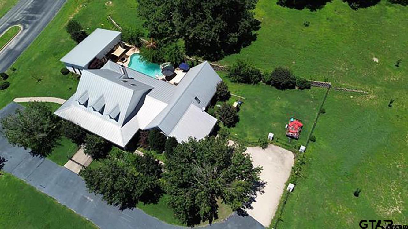 an aerial view of a house