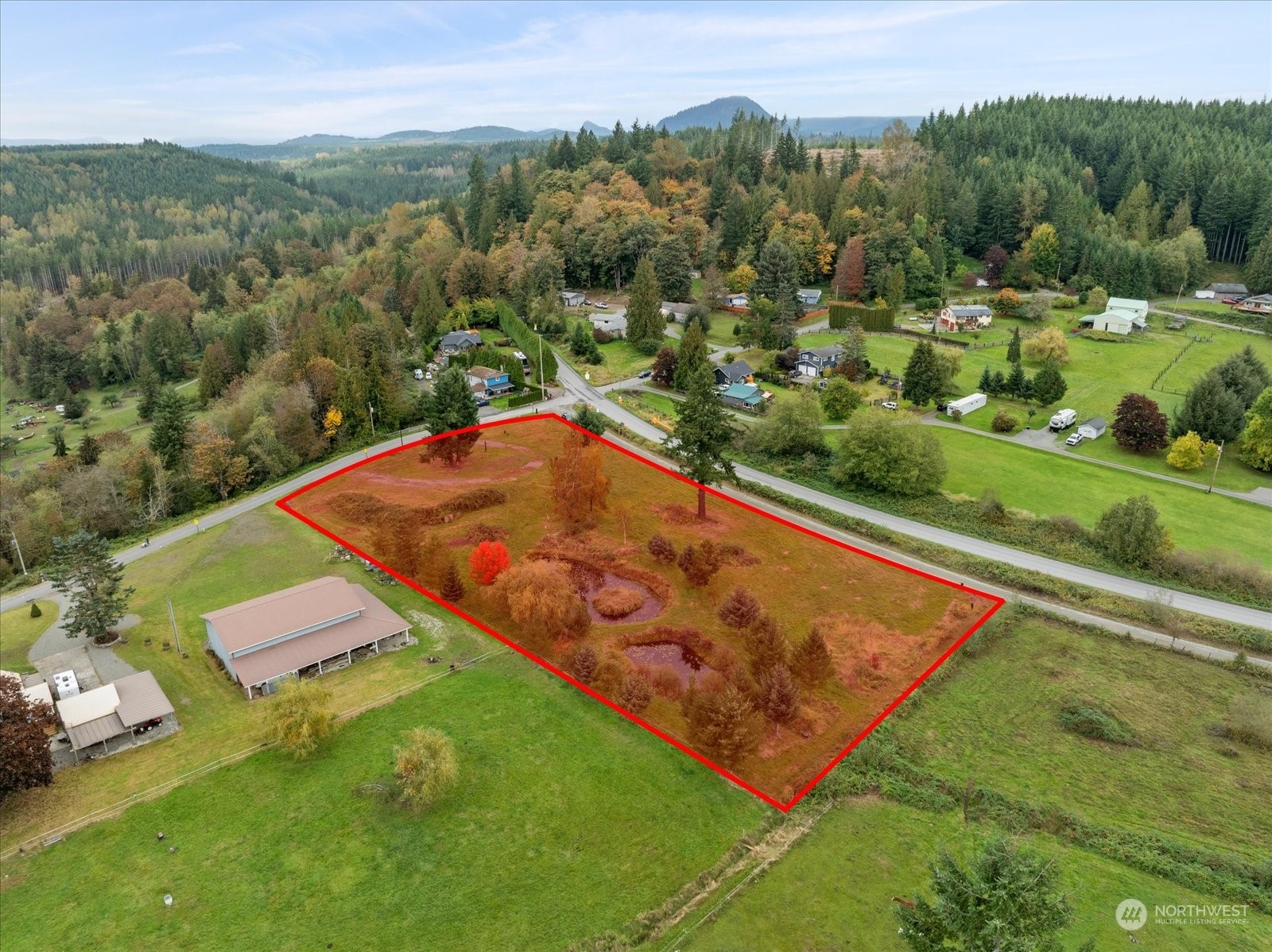 an aerial view of a house