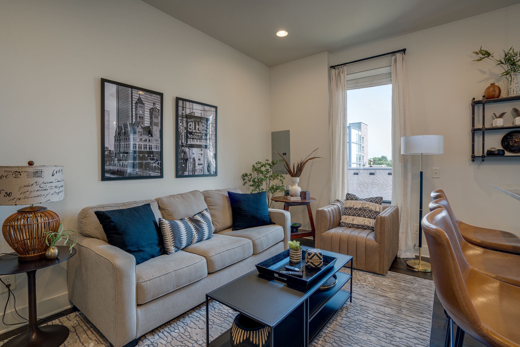 a living room with furniture